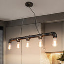 GobekUsa Rustic Bronze Island Pendant Light: Plumbing Pipe Iron Ceiling Lighting for Living Room