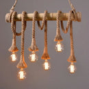 GobekUsa Rustic Brown Island Pendant Light with Rope and Bamboo Pole