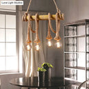 GobekUsa Rustic Brown Island Pendant Light with Rope and Bamboo Pole