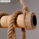 GobekUsa Rustic Brown Island Pendant Light with Rope and Bamboo Pole