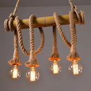 GobekUsa Rustic Brown Island Pendant Light with Rope and Bamboo Pole
