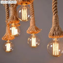 GobekUsa Rustic Brown Island Pendant Light with Rope and Bamboo Pole