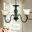 GobekUsa Rustic Floral Chandelier with Blackish Green Suspension and Frosted Glass for Living Room