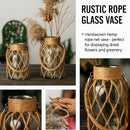 GobekUsa Rustic Hanging Glass Vase with Hemp Rope