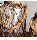 GobekUsa Rustic Hanging Glass Vase with Hemp Rope
