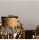 GobekUsa Rustic Hanging Glass Vase with Hemp Rope