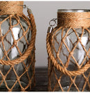 GobekUsa Rustic Hanging Glass Vase with Hemp Rope
