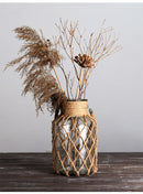 GobekUsa Rustic Hanging Glass Vase with Hemp Rope