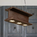 GobekUsa Rustic Iron Industrial H-Beam Pendant Light with 3 Bulbs for Table or Island