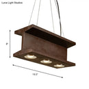 GobekUsa Rustic Iron Industrial H-Beam Pendant Light with 3 Bulbs for Table or Island