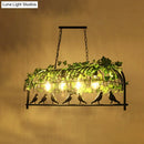 GobekUsa Rustic Island Ceiling Light with Cast Iron Birdcage Fixture, Bird & Leaf Deco