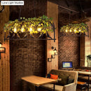 GobekUsa Rustic Island Ceiling Light with Cast Iron Birdcage Fixture, Bird & Leaf Deco