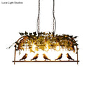 GobekUsa Rustic Island Ceiling Light with Cast Iron Birdcage Fixture, Bird & Leaf Deco