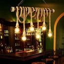 GobekUsa Rustic Jute Rope Island Pendant Light for Wine Bar - 4/6 Lights, Farmhouse Style, Linear Design
