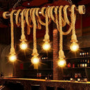 GobekUsa Rustic Jute Rope Island Pendant Light for Wine Bar - 4/6 Lights, Farmhouse Style, Linear Design