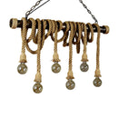 GobekUsa Rustic Jute Rope Island Pendant Light for Wine Bar - 4/6 Lights, Farmhouse Style, Linear Design