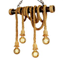 GobekUsa Rustic Jute Rope Island Pendant Light for Wine Bar - 4/6 Lights, Farmhouse Style, Linear Design