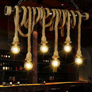 GobekUsa Rustic Jute Rope Island Pendant Light for Wine Bar - 4/6 Lights, Farmhouse Style, Linear Design