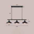 GobekUsa Rustic Metal 3-Head Hanging Ceiling Light - Lid Shaped Bistro Island Lamp in Dark Coffee