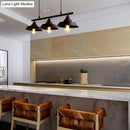 GobekUsa Rustic Metal 3-Head Hanging Ceiling Light - Lid Shaped Bistro Island Lamp in Dark Coffee