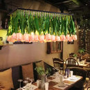 GobekUsa Rustic Metal 4-Light Green Island Tulip Bouquet Suspension Lamp - Restaurant Light Fixture