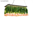 GobekUsa Rustic Metal 4-Light Green Island Tulip Bouquet Suspension Lamp - Restaurant Light Fixture