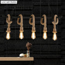 GobekUsa Rustic Metallic Water Pipe Hanging Lamp with Hemp Rope - Black Restaurant Chandelier