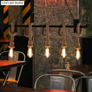 GobekUsa Rustic Metallic Water Pipe Hanging Lamp with Hemp Rope - Black Restaurant Chandelier