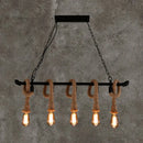 GobekUsa Rustic Metallic Water Pipe Hanging Lamp with Hemp Rope - Black Restaurant Chandelier