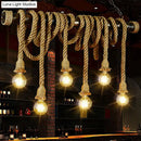 GobekUsa Rustic Natural Rope Island Light with Industrial Bare-Bulb Suspension Design