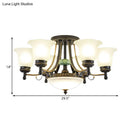 GobekUsa Rustic Opal Glass Flower Ceiling Light Fixture with Semi Flush Mount - 9/11/13 Lights for Living Room
