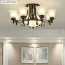 GobekUsa Rustic Opal Glass Flower Ceiling Light Fixture with Semi Flush Mount - 9/11/13 Lights for Living Room