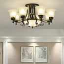 GobekUsa Rustic Opal Glass Flower Ceiling Light Fixture with Semi Flush Mount - 9/11/13 Lights for Living Room