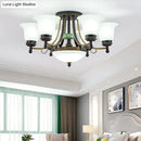 GobekUsa Rustic Opal Glass Flower Ceiling Light Fixture with Semi Flush Mount - 9/11/13 Lights for Living Room
