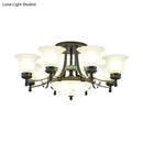 GobekUsa Rustic Opal Glass Flower Ceiling Light Fixture with Semi Flush Mount - 9/11/13 Lights for Living Room