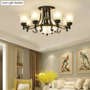GobekUsa Rustic Opal Glass Flower Ceiling Light Fixture with Semi Flush Mount - 9/11/13 Lights for Living Room