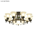 GobekUsa Rustic Opal Glass Flower Ceiling Light Fixture with Semi Flush Mount - 9/11/13 Lights for Living Room