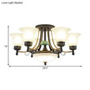 GobekUsa Rustic Opal Glass Flower Ceiling Light Fixture with Semi Flush Mount - 9/11/13 Lights for Living Room