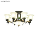GobekUsa Rustic Opal Glass Flower Ceiling Light Fixture with Semi Flush Mount - 9/11/13 Lights for Living Room