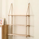 Rustic wood floating wall shelves with rope – living room set of 3 by Decorbites