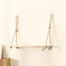 Rustic wood floating wall shelves with rope – living room set of 3 by Decorbites