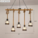 GobekUsa Rustic Wooden Linear Island Lamp with Mesh Cage - Suspension Pendant Light for Restaurants