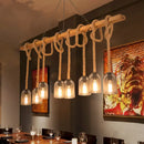 GobekUsa Rustic Wooden Linear Island Lamp with Mesh Cage - Suspension Pendant Light for Restaurants