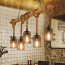 GobekUsa Rustic Wooden Linear Island Lamp with Mesh Cage - Suspension Pendant Light for Restaurants