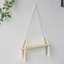 Rustic beaded wooden wall shelf bedroom hanging storage by Decorbites