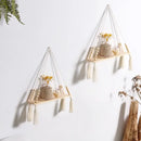 Rustic beaded wooden wall shelf bedroom hanging storage by Decorbites