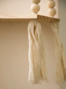 Rustic beaded wooden wall shelf bedroom hanging storage by Decorbites
