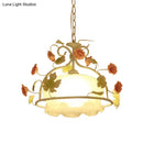 GobekUsa Scallop Chandelier Light Fixture with Opal Glass LED Drop Pendant - 3 Bulbs, White/Green - Perfect for the Living Room
