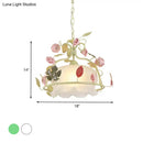 GobekUsa Scallop Chandelier Light Fixture with Opal Glass LED Drop Pendant - 3 Bulbs, White/Green - Perfect for the Living Room