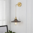 GobekUsa Scalloped Smoked Glass Brass Sconce Light: Industrial 1-Light Wall Lamp for Bedroom